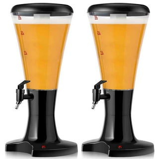 BeerSquad Beer Tower - 3L 100 oz. Clear Beverage Tower Dispenser with  Included Ice Tube, Easy Clean, Dual Action Integrated Tap