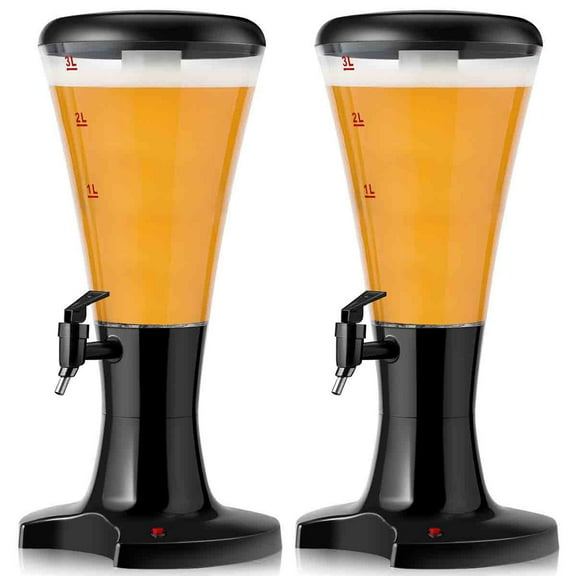 Costway Set of 2 Cold Draft Beer Tower Dispenser 3L Plastic w/LED Lights New