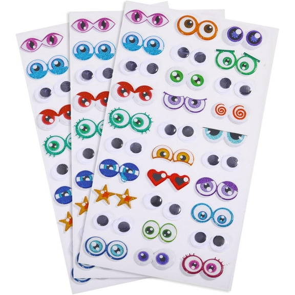 3 Sheet Self-Adhesive 3D Eye Resin Eye Colorful Anime Eye Stickers 180x95x4mm