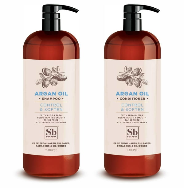 Set de champú y acondicionador Soapbox Argan Voluminizing 1L (x2)