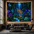 thumbnail image 6 of Spotted Jaguar in a Bioluminescent Tropical Jungle Mystical Fantasy for Nature Lovers Wildlife Wall Art Christmas Gift Tapestry Wall Hanging for Bedroom, Living Room and Dorm, 6 of 7