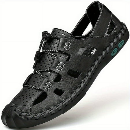 

Men s Slippers Fisherman Summer Breathable Shoes Leather Sandals Closed Toe Male Hiking Beach Shoe