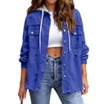 thumbnail image 5 of Women's Distressed Patchwork Mid-Length Denim Jacket Fashion Casual Loose Outerwear Royal Blue M, 5 of 6