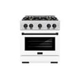 thumbnail image 2 of ZLINE Autograph Edition 30 in. 4.2 cu. ft. Gas Range with 4 Burner Cooktop and Convection Gas Oven in DuraSnow Stainless Steel with White Matte Door and Matte Black Accents (HGRSZ-WM-30-MB), 2 of 2