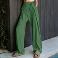 thumbnail image 1 of AherBiu Womens Pants Trendy High Waisted Drawstring Wide Leg Trousers Straight Leg Loose Solid Color Casual Pants with Pockets, 1 of 9