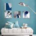 thumbnail image 4 of Abstract Geometry Canvas Wall Art Picture Blue Print Painting Wall Decor Artwork for Bedroom Office Living Room Decoration (12"x12"x4pcs), 4 of 6
