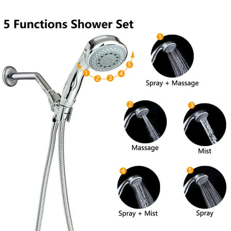 5 Function Handheld Shower Head Set with Multi-Directional ...