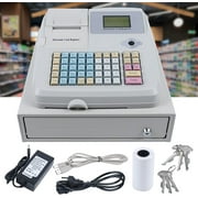 Electronic Cash Register with with Drawer and 48 Keys POS, Flat Keyboard and Thermal Printer 8 Digital Commercial Cash Register Supermarket LED Display for Retail Service