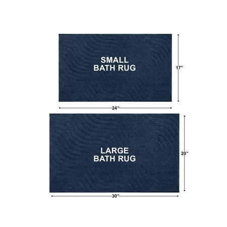 Mainstays Tufted Waves 2 Piece Bath Rug Set, Blue Cove, 17 x 24 & 20 x 30