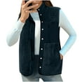 thumbnail image 3 of Puffer Vest Women Stand Collar Sleeveless Fall Jackets Zip Up Puffy Outerwear Quilted Gilet Winter Pocket Outfits Navy S, 3 of 7
