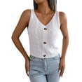 thumbnail image 2 of Women'S V Neck Buttons Knit Tank Tops Summer Casual Sleeveless Shirts Sweater Vest White L, 2 of 8