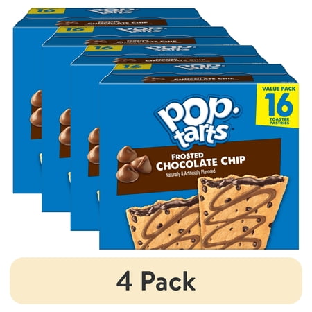 (4 pack) Pop-Tarts Chocolate Chip Drizzle Toaster Pastries Breakfast Foods Shelf-Stable 27 oz (16 Count)