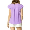 thumbnail image 4 of MODA NOVA Juniors Solid V Neck Cap Short Sleeves Work Blouse, 4 of 6
