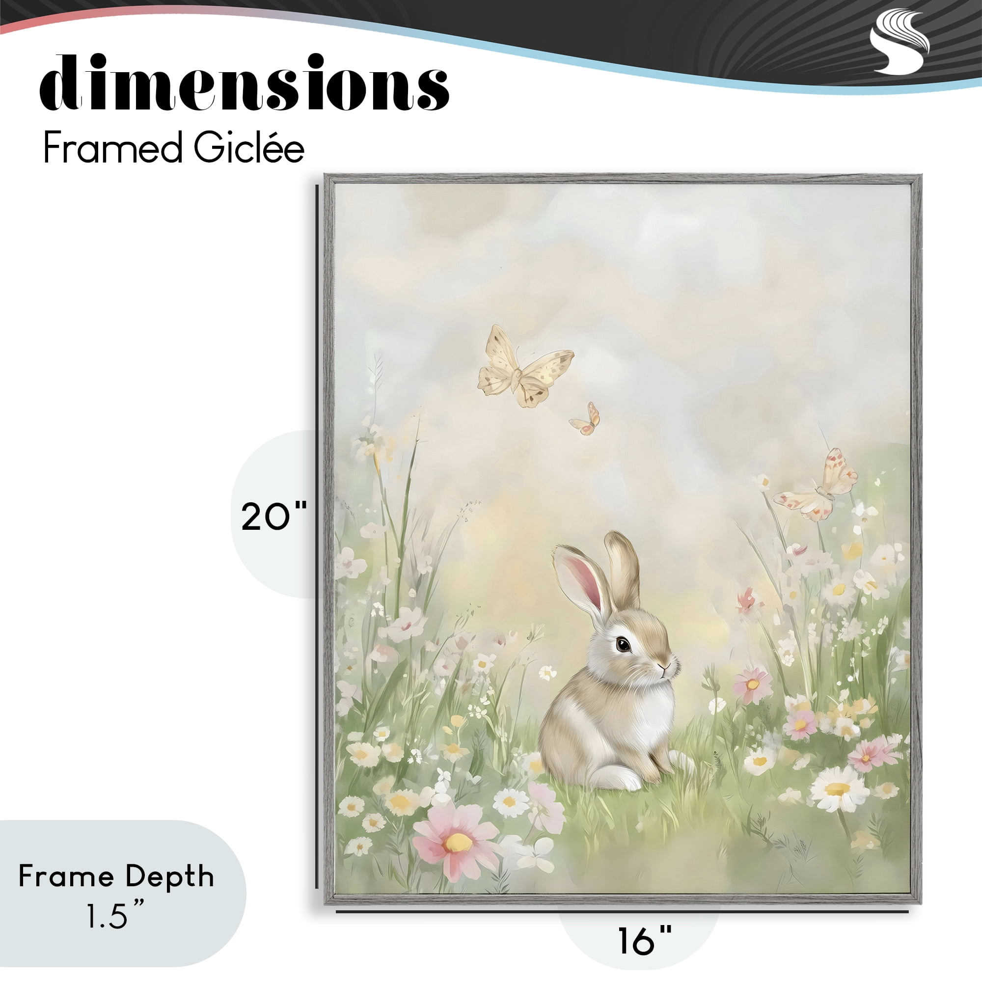 Stupell Industries Nursery Bunny in Meadow Gray Framed Giclee Art, design by Arlington Prints