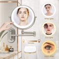 thumbnail image 3 of Rechargeable Lighted Makeup Mirror Wall Mount, Extendable Double Sided Vanity Mirror with 10X Magnif, 3 of 5