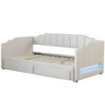 thumbnail image 6 of Harper & Bright Designs Twin XL to King Extendable Daybed with Storage Drawers & LED Lights, Upholstered Convertible Sofa Bed for Guest Room, Beige, 6 of 14
