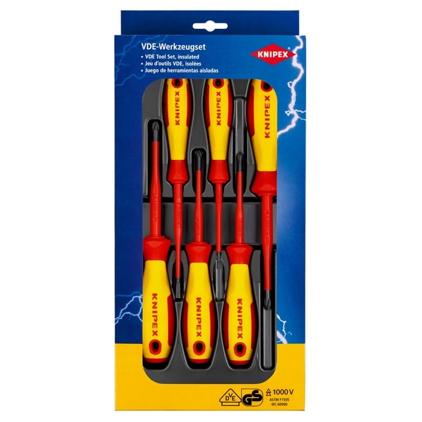 KNIPEX 00 20 12 V04 Kit de desarmadores aislados tornillo plano / Phillips/ Pozidriv 6 piezas