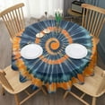 thumbnail image 3 of Orange Blue Tie Dye Mandala Pattern Round Tablecloth 60"x60",Wrinkle Wipeable Table Cloth for Kitchen Dining Room Picnic Patio Party, 3 of 6
