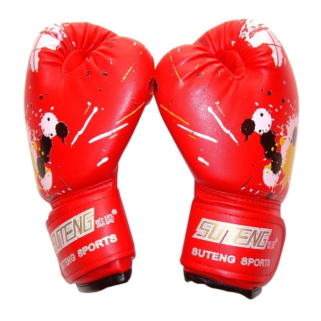 Wosthever Guante de boxeo para niños Dido, saco de boxeo deportivo de cuero PU, guantes de entrenamiento, guante de combate para niños Boxeo Rojo