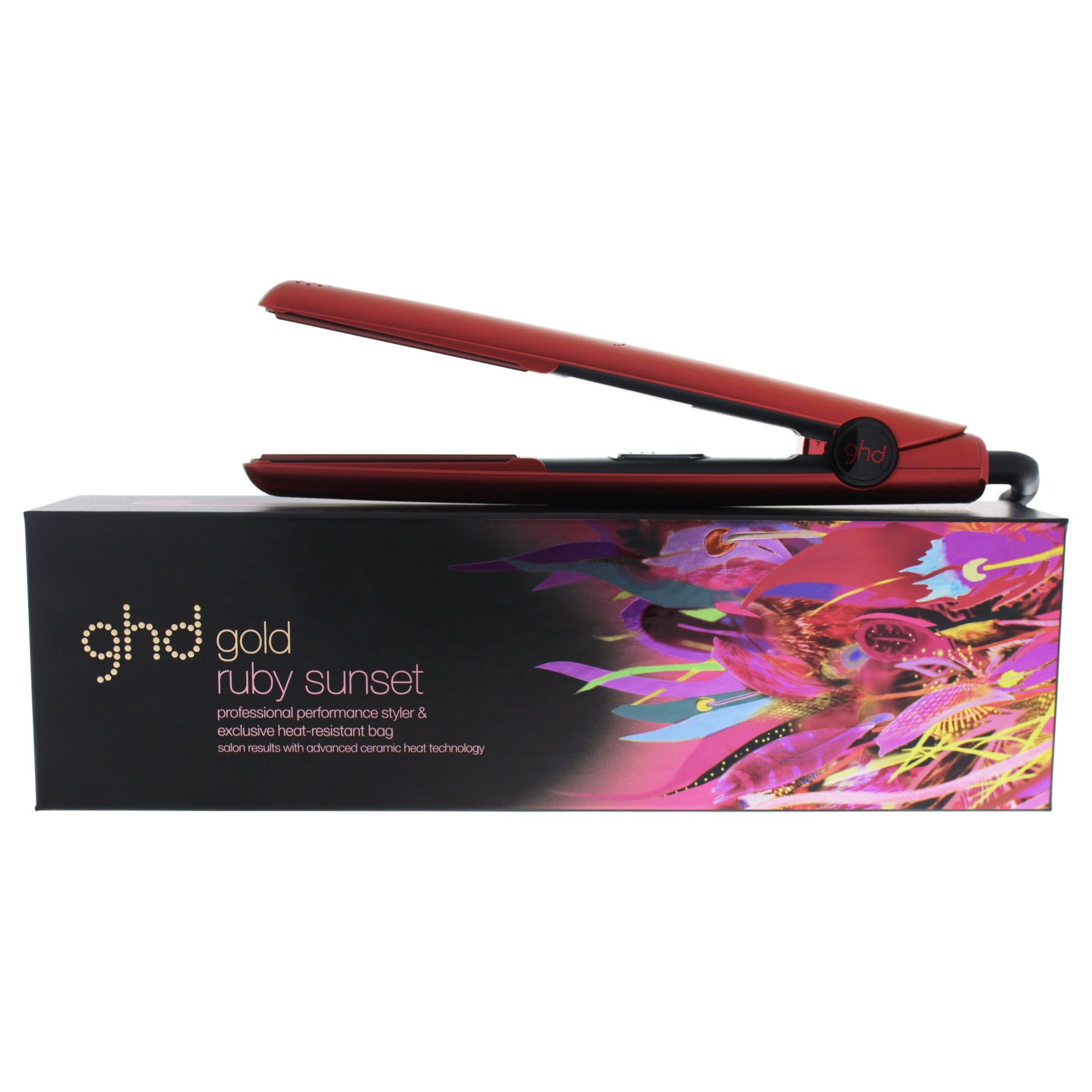 Ruby Sunset Gold Styler by GHD for Unisex 2 Pc Kit 1 Inch Flat Iron and Heat Resistant Bag Walmart