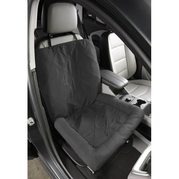 Quilted Car Seat Cover with Pillow for Dogs – Waterproof Bucket Seat Protector - Dog Car Seat Cover - Single - Black