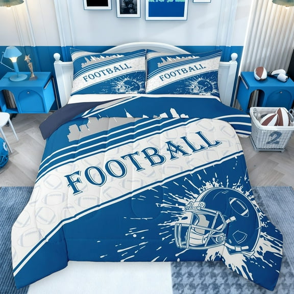 Homewish Football Print Bedding Comforter Set 2pcs for Female Men Adults,Sport Theme Twin Comforter Sets Microfiber,Ball Gamer Breathable Bedding Set,Ultra Soft Home Decor,Reversible