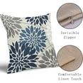 thumbnail image 4 of Blue Grey Flower Pillow Covers 18x18 Inch Set of 2, Gray White Dahlia Colored Floral Line Pattern Decorative Throw Pillowcases Outdoor Farmhouse Cushion Covers Summer Holiday Sofa Couch Bed Decor, 4 of 6
