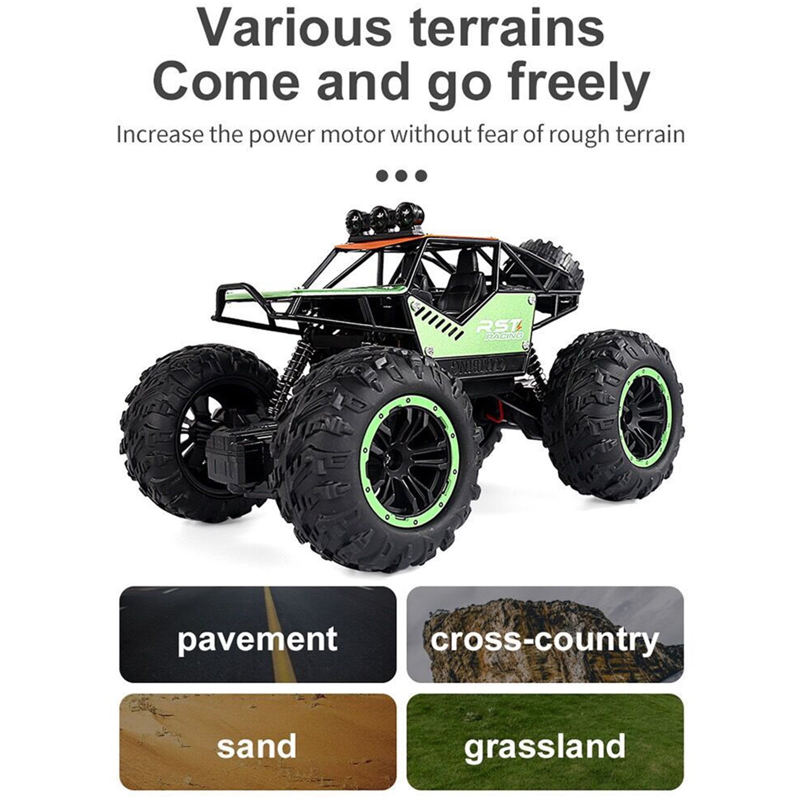 Fridja Monster Truck Toys 1:18 Scale RC Car 4D Off Road Vehicle Radio Remote Control Car High-Speed Drift