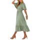 thumbnail image 5 of Lucakuins Mujeres Vestido Largo Maxi Moda Verano Casual Punto Suizo Con Cuello En V Volantes Manga Corta Vestido Dulce Vestido Lucakuins  moda, 5 of 9