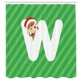 thumbnail image 3 of Ambesonne Christmas Alphabet Shower Curtain, Letter W Theme, 69"Wx70"L, Green Dark Coral White, 3 of 5