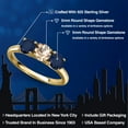 thumbnail image 2 of Gem Stone King 18K Yellow Gold Plated Silver Peach Morganite and Blue Sapphire Engagement Ring for Women | 1.60 Cttw | Round 5MM | Gemstone October Birthstone | Size 7, 2 of 6