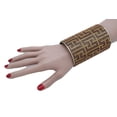 thumbnail image 3 of Women Long Cuff Bracelet Gold Metal Geometric Brown Bling Jewelry, 3 of 10