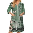 thumbnail image 2 of BOMYJESK Women's Zipper Robe 3/4 Sleeve Bathrobe Above Knee Zip Up House Coats Lightweight Soft House Dress with Pockets Red M, 2 of 7