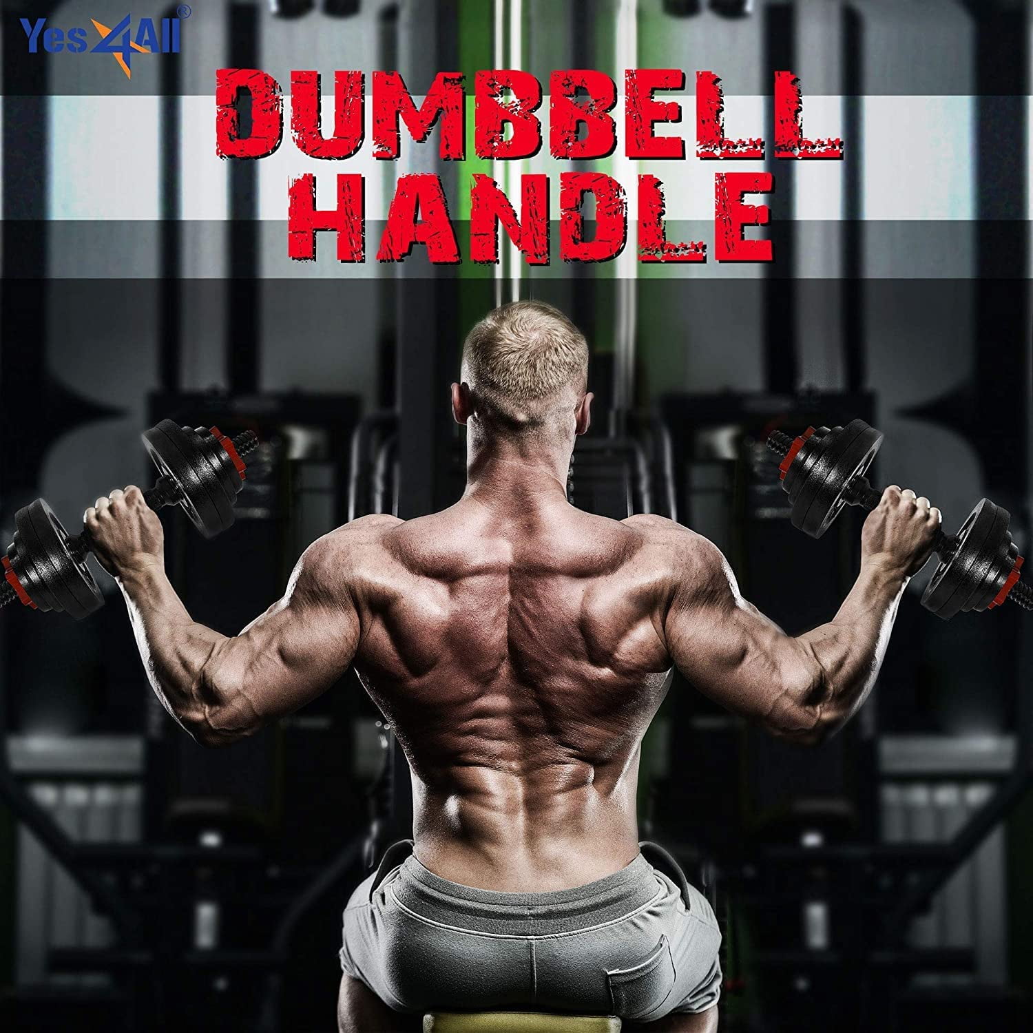 Yes4All 1.15 inch Adjustable Dumbbell Bar, Dumbbell Handle, Black, Pair