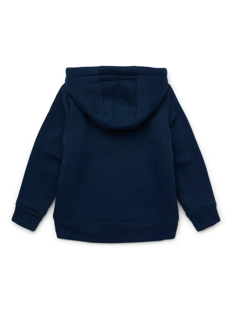 Wonder Nation Boys Kid Tough Zip Hoodie with Faux Shearling Lining