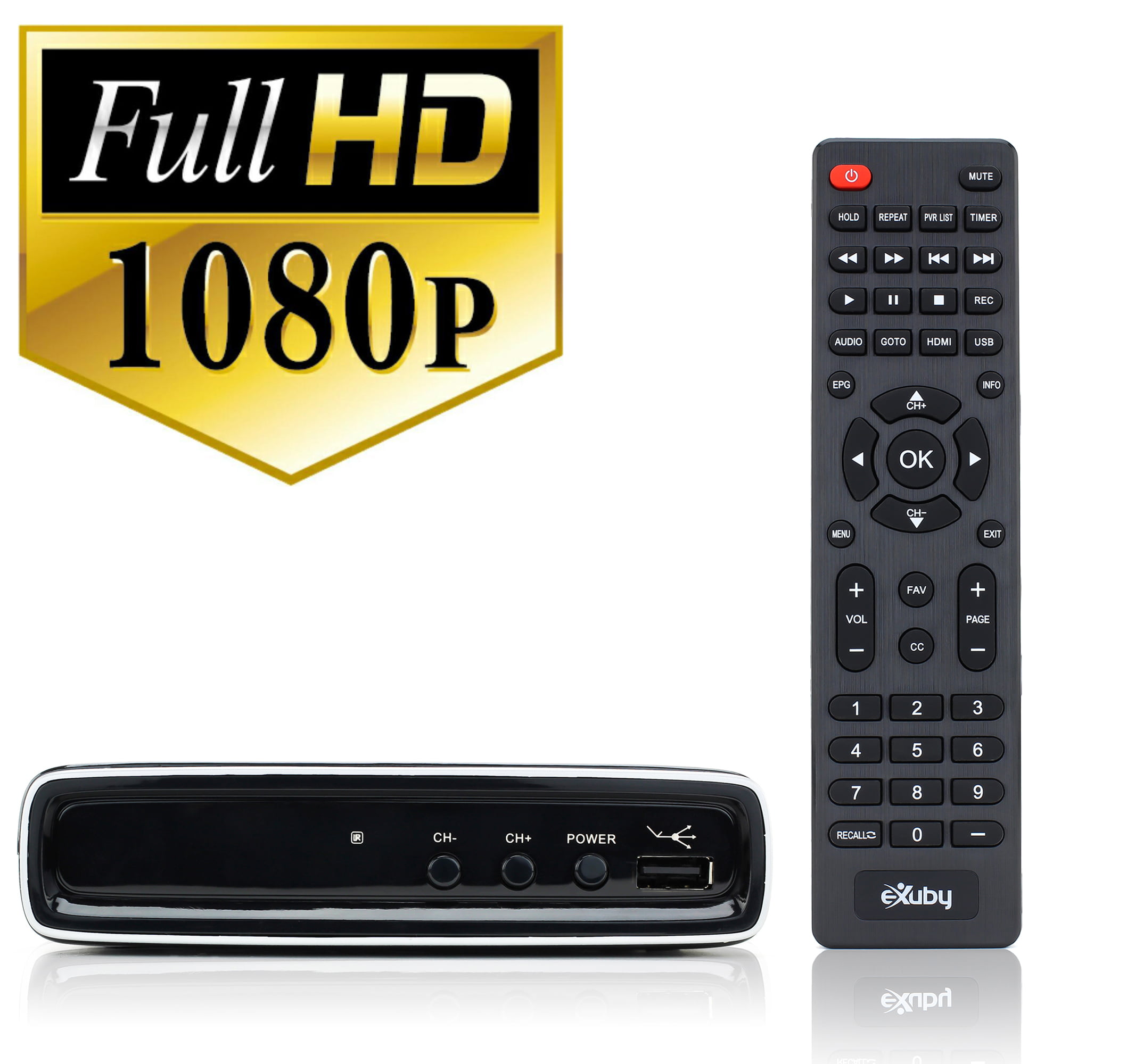  eXuby Caja convertidora digital para TV, antena, cable HDMI y  RCA, paquete completo para ver, grabar canales HD grabación instantánea o  programada, TV HD 1080P, salida HDMI y guía de programas