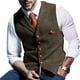 thumbnail image 1 of Chaleco De Un Solo Pecho Con Cuello En V Patrón De Cuadros Chaleco Casual De Moda Delgado Para Hombres Caqui XXL, 1 of 5