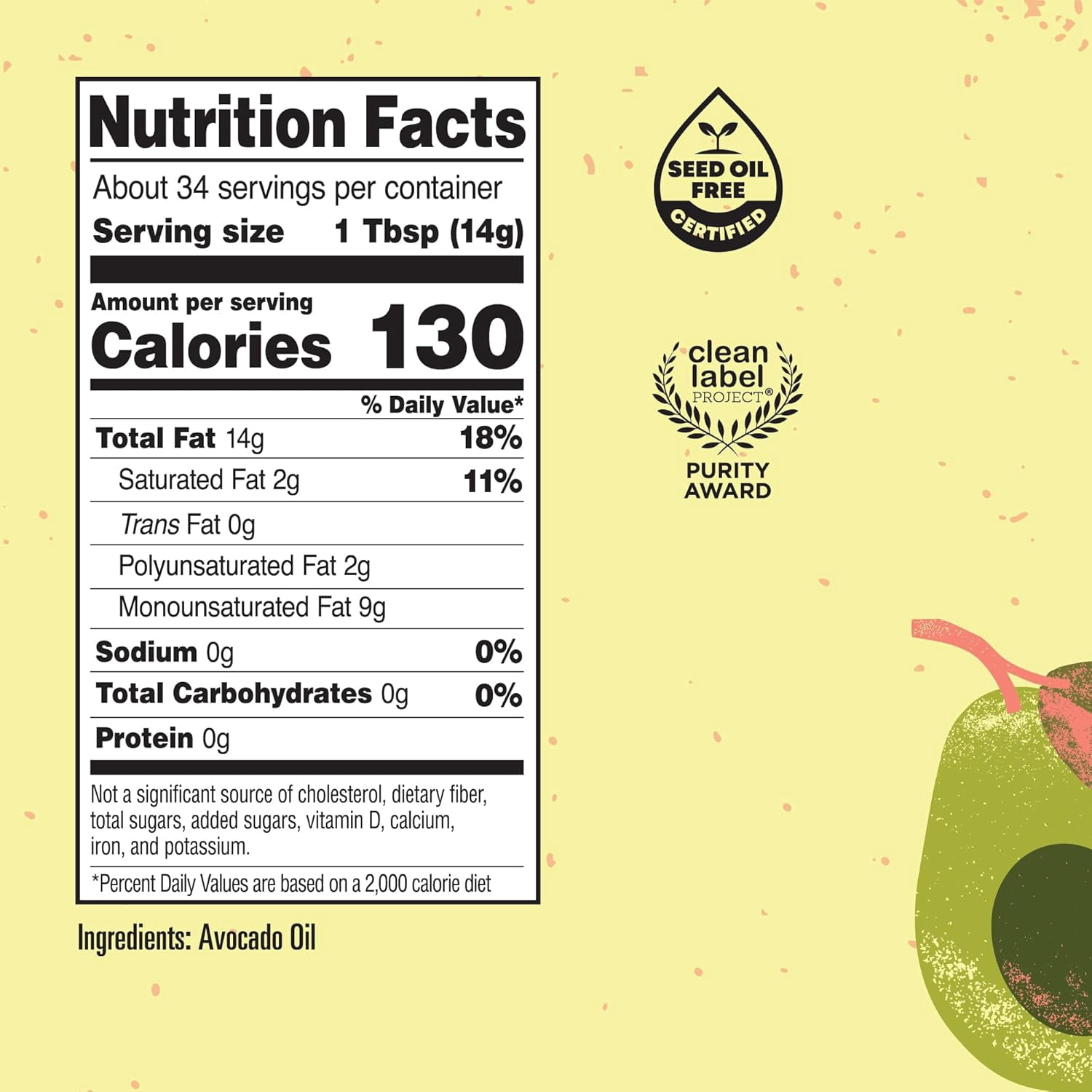 Marianne’s Classic Avocado Oil: 100% Pure Avocado Cooking Oil for Frying, Sautéing & Baking, Neutral Flavor, High-Heat Performance Up to 500°F, Clean Label Project Purity Award, Easy-Pour Bottle