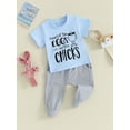 thumbnail image 3 of Bslissey Toddler Baby Boys Easter 2Pcs Outfits Short Sleeve Chick Letter Print T-shirt + Pocket Pants 6M 12M 18M 24M 3T Infant Summer Clothes Set for Casual Daily, 3 of 9