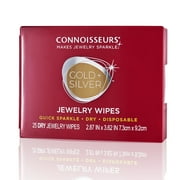 Connoisseurs Gold & Silver Jewelry Cleaning Wipes, Red Compact, 25ct Dry Disposable Wipes Clean and Polish Gold and Silver Jewelry