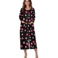 thumbnail image 4 of FOR U DESIGNS Cherry Flower Pattern Womens Nightgown Comfortable House Dresses for Women with Pockets, Soft Women Zipper Robes Knit Long Sleeve House Coat, 4XL, 4 of 8