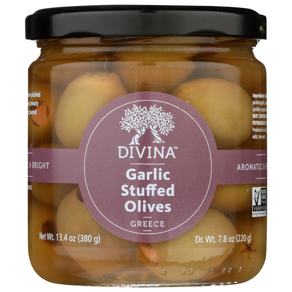 Divina, Olives, Stuffed With Garlic, 13.4 Oz.
