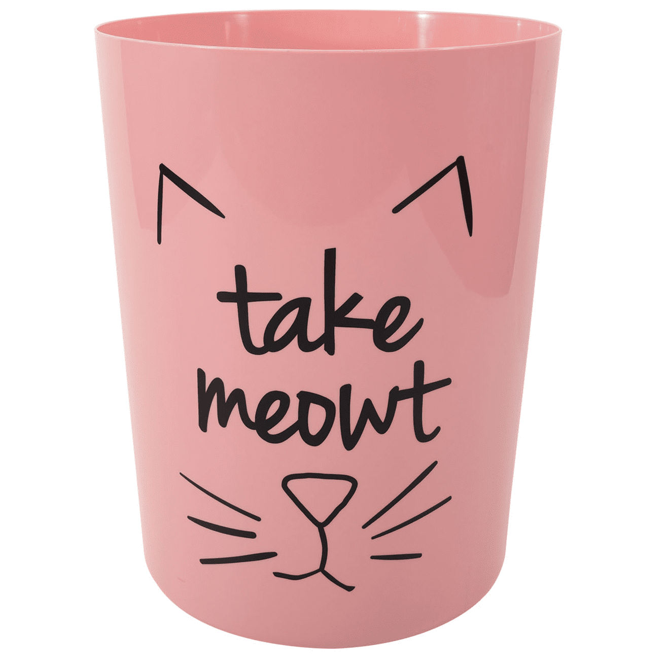 Mainstays 5 Gallon Trash Can, Plastic Office Trash Can, Pink Take Meowt