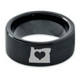 thumbnail image 2 of Tungsten Oregon The Beaver State Heart Band Ring 9mm Men Women Comfort Fit Black Flat Cut Brushed Polished, 2 of 4