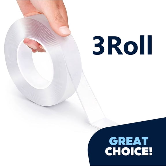 3-Pack Heavy Duty Removable Tape - 6ft No-Residue Adhesive for Wall Car, Holds 2.2lbs