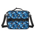 thumbnail image 2 of Football and Heart Brightblue Pattern Bento School Insulated Lunch Bag Box with Shoulder Strap and Bottle Holder, 11" X 9.5" X 3.5", 2 of 5