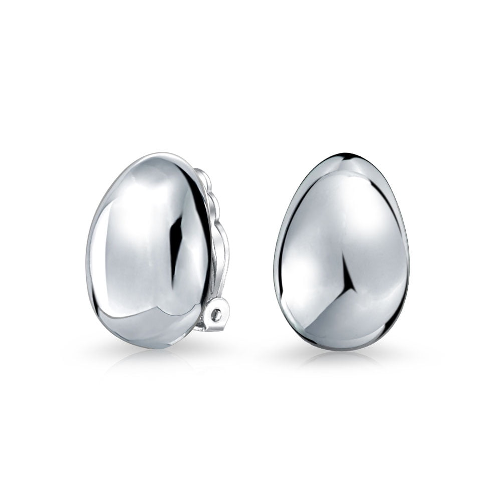 Bling Jewelry Geometric Minimalist Simple 925 Sterling Silver Dome Shrimp Pear Shape Teardrop Clip On Earrings For Women Alloy Clip Walmart Com Walmart Com