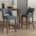 thumbnail image 2 of Blue Upholstered Counter Height Bar Stool with Solid Wood legs Set of 4, 2 of 6