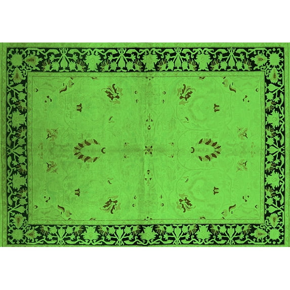 Ahgly Company Indoor Rectangle Oriental Green Industrial Area Rugs, 2' x 3'