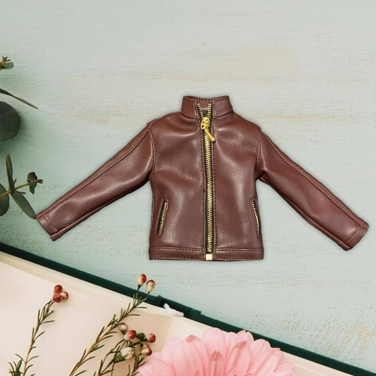fancy dress leather jacket Trendy girl fancy dress and leather jacket in roses garden, cool child concept Stock Photo